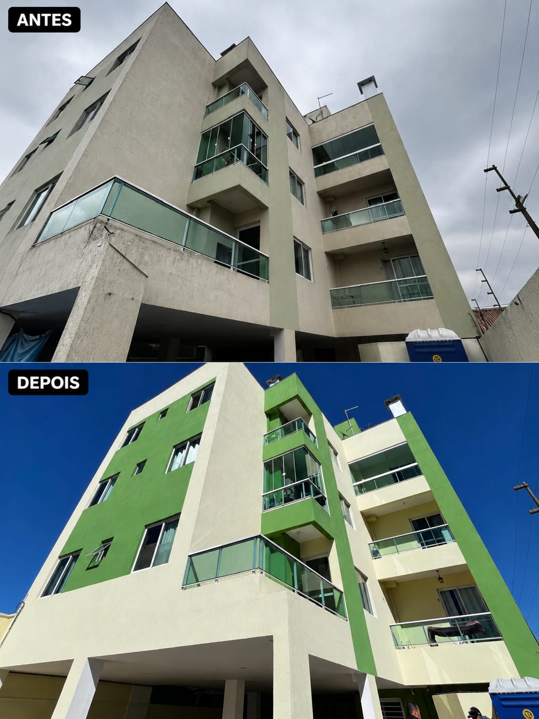 Pintura de fachadas - antes e depois