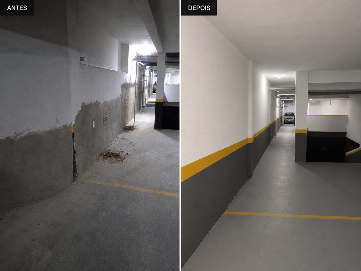 Pintura de garagem - antes e depois