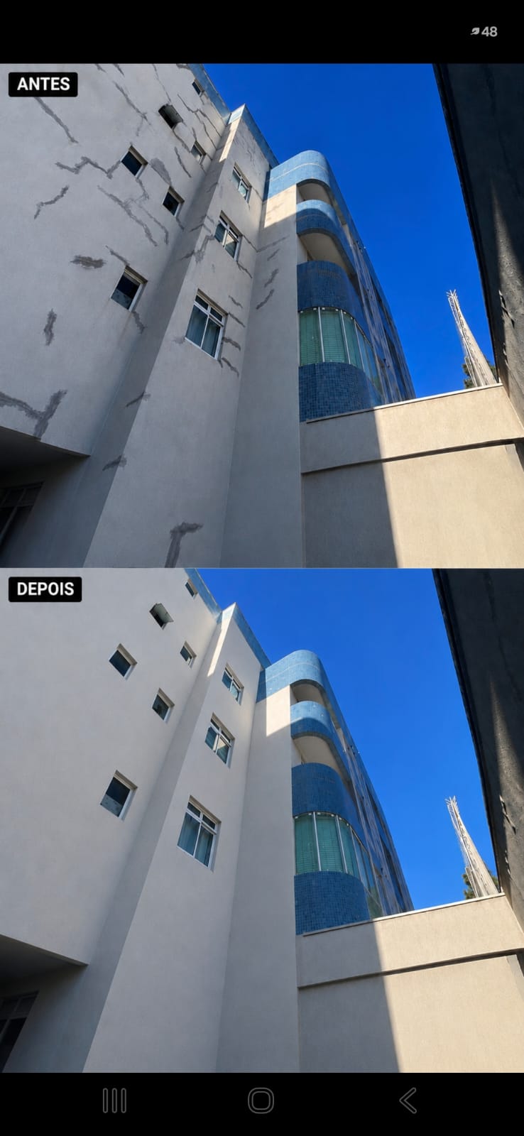 Tratamento de trincas - antes e depois